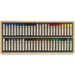Set 50 pasteluri grase Sennelier in caseta din lemn