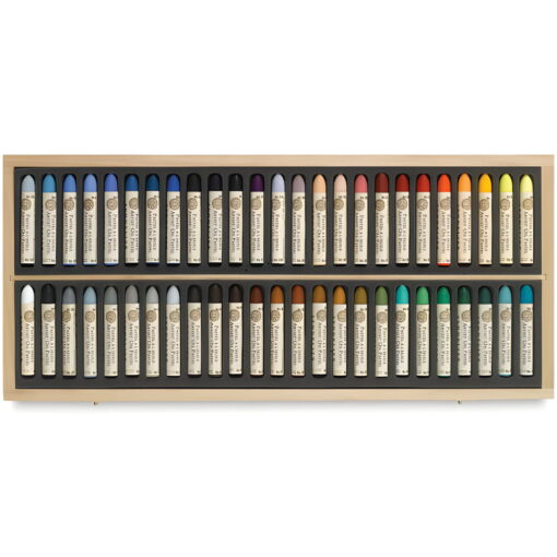 Set 50 pasteluri grase Sennelier in caseta din lemn
