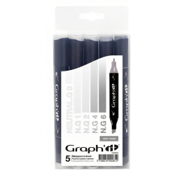 Set 5 markere Graphit - Grey Tones