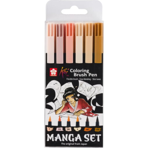 Set carioci tip pensula Sakura Manga Koi Color Brush 6