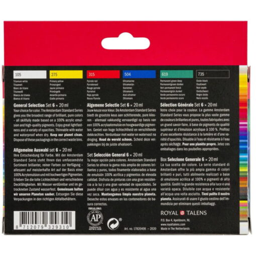 Set culori acrilice Amsterdam 20 ml x 6 General Selection