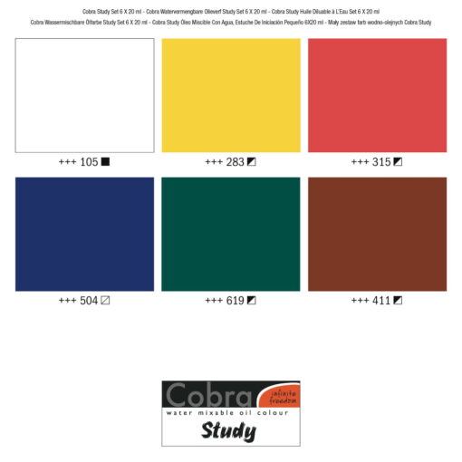 Set culori ulei Cobra Study 6 x 20 ml.