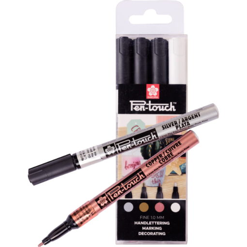 Set markere cu vopsea Pentouch Fine Metalic 4
