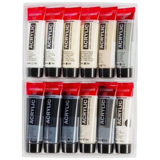 Set 12 culori acrilice Amsterdam 20 ml - Greys