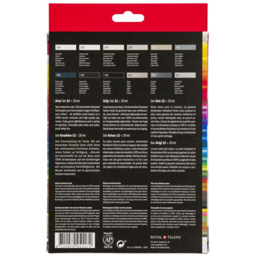 Set 12 culori acrilice Amsterdam 20 ml - Greys