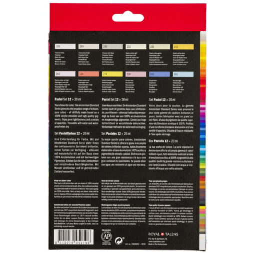 Set 12 culori acrilice Amsterdam 20 ml – Pastels