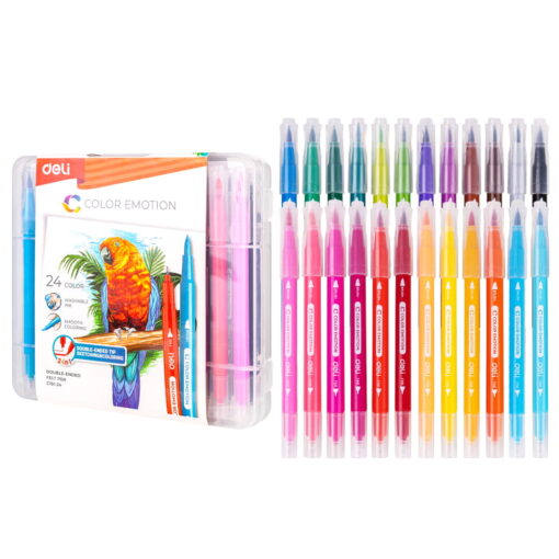 Set carioci cu varf pensula Deli Colour Emotion