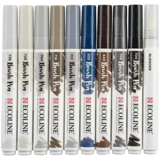 Set carioci Ecoline Brushpen Grey 10