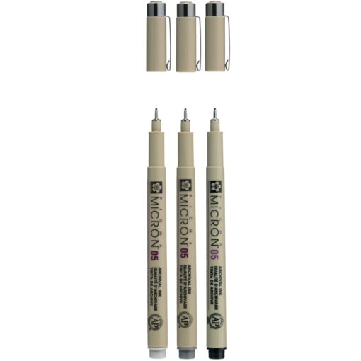 Set linere Sakura Pigma Micron 05 Fineliner 3 Grey + Black