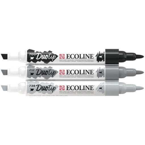 Set 3 carioci acuarela Ecoline Duotip Black & Grey