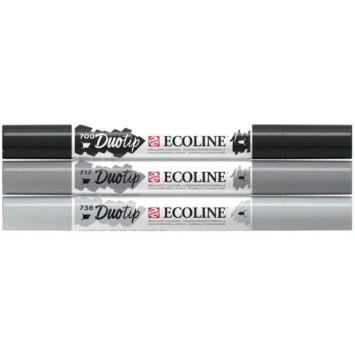 Set 3 carioci acuarela Ecoline Duotip Black & Grey
