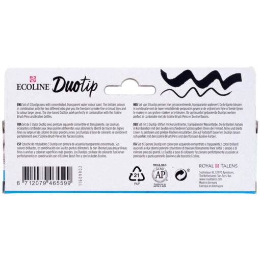 Set 3 carioci acuarela Ecoline Duotip Black & Grey