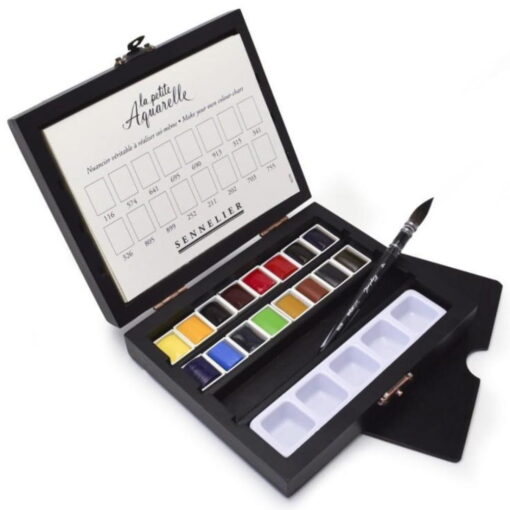 Set acuarele Sennelier La Petit Aquarelle - cutie lemn