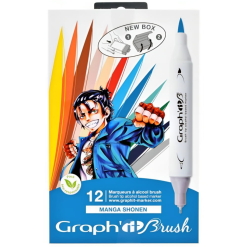 Set carioci Graphit brush marker 12 - Manga Shonen