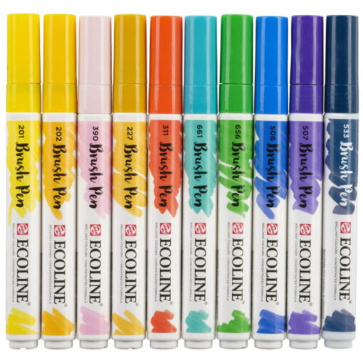 Set carioci tip pensula Ecoline Brush Illustrator 10 culori