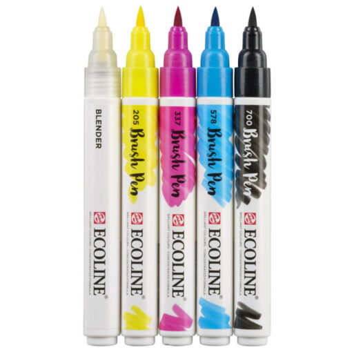 Set carioci tip pensula Ecoline Brush Pen Primary 5 culori