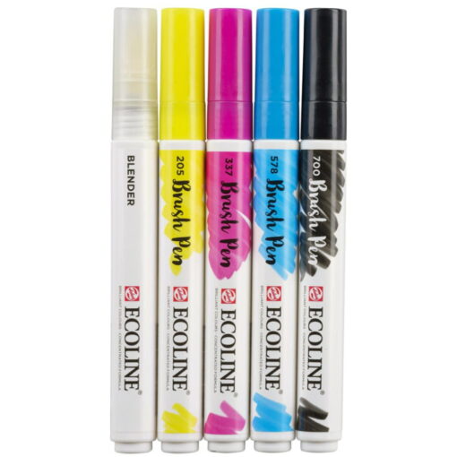 Set carioci tip pensula Ecoline Brush Pen Primary 5 culori