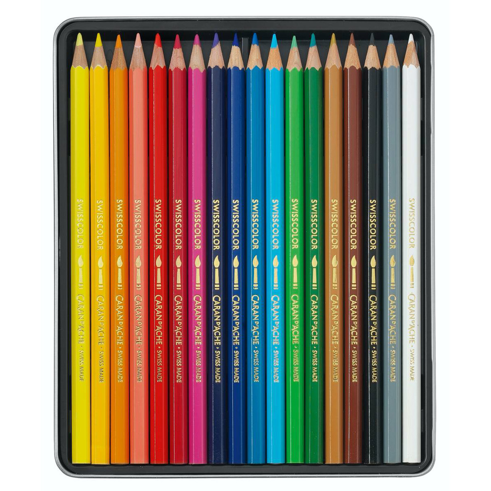 Set creioane colorate Caran dAche Swisscolor Watercolor 18 metal - imagine 3
