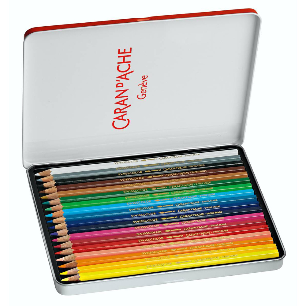 Set creioane colorate Caran dAche Swisscolor Watercolor 18 metal - imagine 2