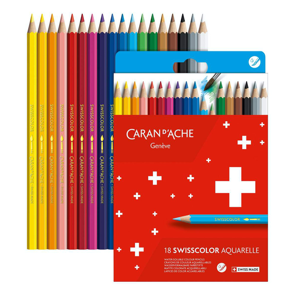 Set creioane colorate Caran dAche Swisscolor Aquarelle 18 - imagine 2