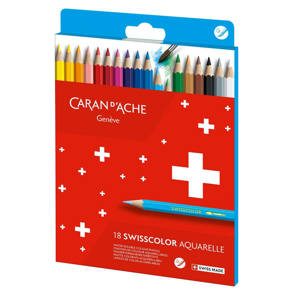 Set creioane colorate Caran dAche Swisscolor Aquarelle 18 - imagine 4