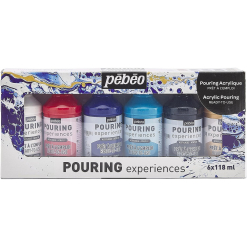 Set culori acrilice Pebeo Pouring Experience 6 x 118 ml.