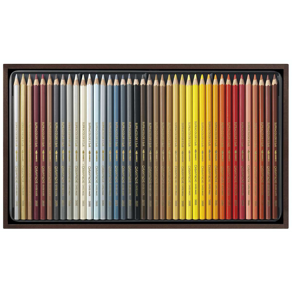 Set 80 creioane colorate Caran d Ache Supracolor in caseta lemn - imagine 4
