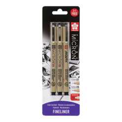 Set Sakura Micron 01/05 Black blister Pigma Brush gratis