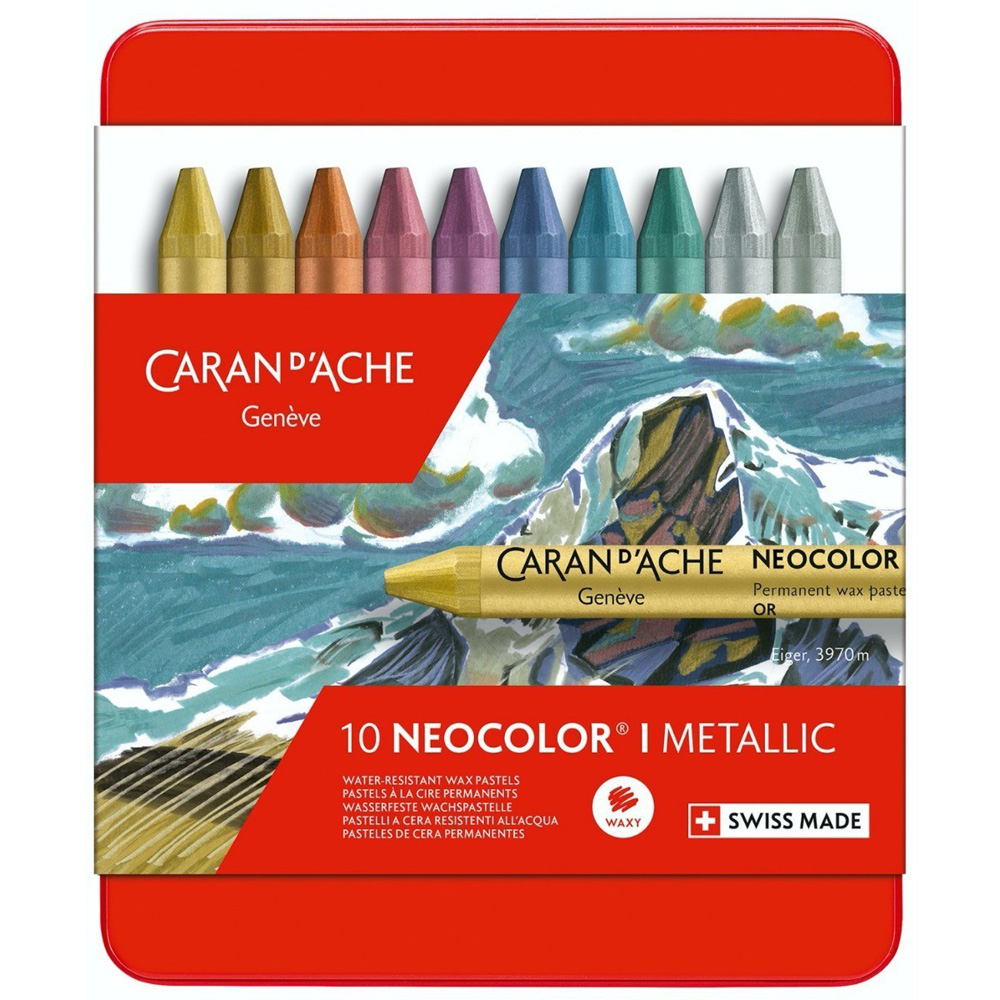 Set pastel Caran d'Ache Neocolor I - 10 Metallic
