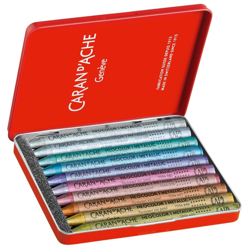Set pastel Caran d'Ache Neocolor I - 10 Metallic - imagine 3