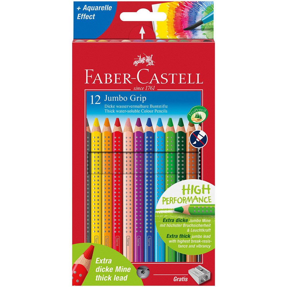 Set creioane colorate Faber-Castell Colour Grip Jumbo + ascutitoare 12