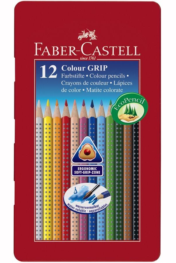 Set creioane colorate Faber-Castell Colour Metal Grip 12
