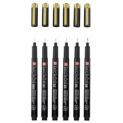 Set linere Pigma Micron Black & Gold 6 - POXSDKB6YOS