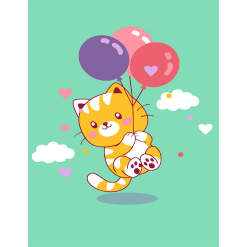 Set pictura pe numere Rosa 35x45 „Cat and balloons“