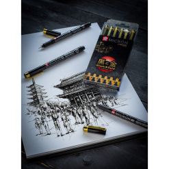 Set linere Pigma Micron Black & Gold 6 - POXSDKB6YOS