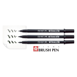 Set 3 markere Sakura Pigma Brush Pen Black - POXFVKBP349