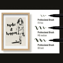 Set 3 markere Sakura Pigma Brush Pen Black - POXFVKBP349