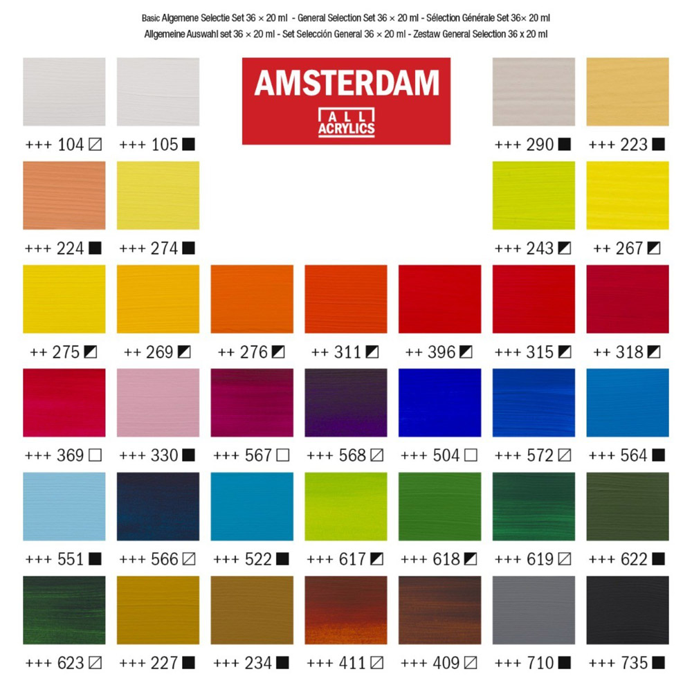 Set culori acrilice Amsterdam 20 ml 36 General Selection Set - imagine 4