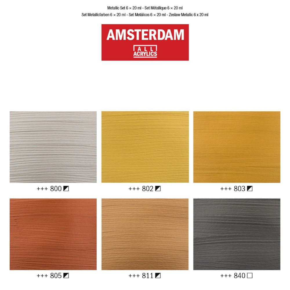 Set 6 culori acrilice Amsterdam 20 ml - Metallic Set - imagine 2