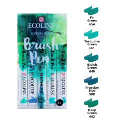 Set carioci Ecoline Brushpen x 5 Green Blue