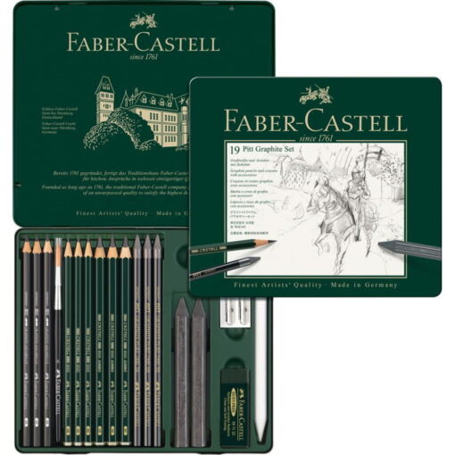 Set creioane Faber Castell Pitt Monochrome Grafit 19 Buc