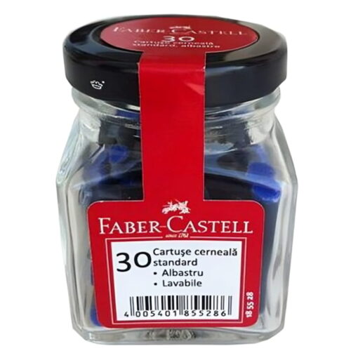 Set Cartuse Cerneala Albastra Mici Faber-Castell, Borcan 30 Buc.