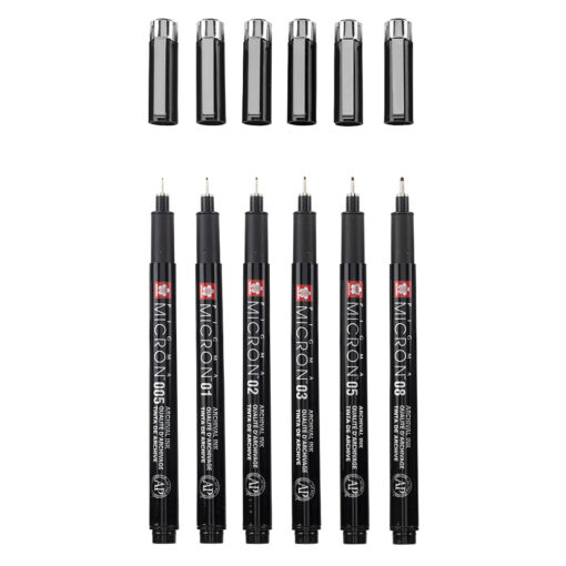 Set 6 linere Sakura Pigma Micron Black + PENAR CADOU - imagine 2