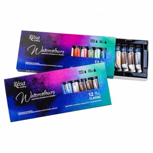 Set 12 acuarele Rosa Gallery Classic 10ml