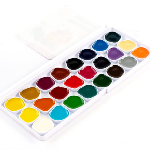 Rosa Kids Set Of Watercolor Paints Cats With a Girl, 24 Colors, Without a Brush