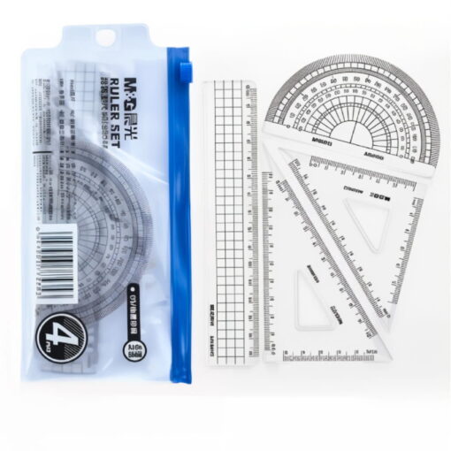 Set geometrie 4 piese cu penar