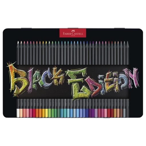 Set 36 creioane Black Edition cutie metal