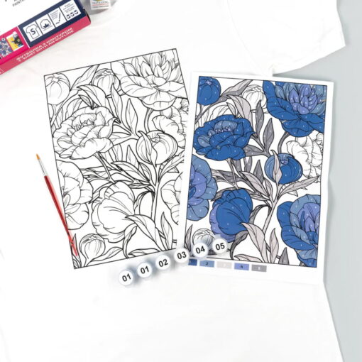 Set pictura pe tricou Rosa Talent Blue Peonies