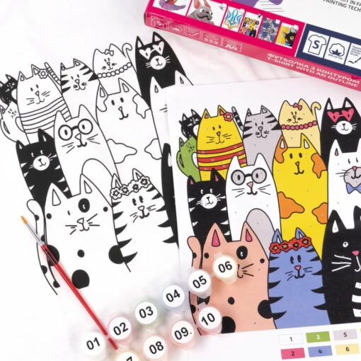 Rosa Talent Set, T-Shirt Painting "Cats", 100% Cotton, Size S