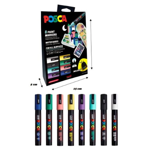 Set 8 Markere PC-5M Posca Xmas + Saculet Textil